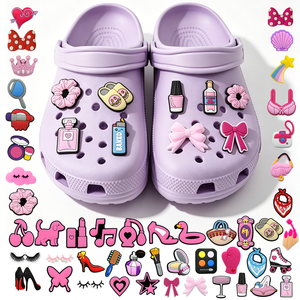 Adornos de PVC para Zapatos <span class=keywords><strong>con</strong></span> Diseño de Maquillaje y Belleza Femenina: Lápiz Labial, Perfume, Tacón Alto, Lazo, Rosa, Decoraciones para Zapatos de Verano, para Sandalias y <span class=keywords><strong>Zuecos</strong></span> - Product Image 1