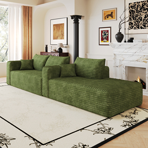 Canapé modulaire en tissu en forme de L moderne avec dossier et accoudoirs rembourrés pour salon, ensemble de canapés à assise profonde - Product Image 6
