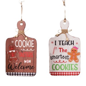 Creative natale Gingerbread Man in <span class=keywords><strong>legno</strong></span> segno inciso appesa <span class=keywords><strong>a</strong></span> parete ornamento negozio <span class=keywords><strong>di</strong></span> benvenuto decorazione - Product Image 1