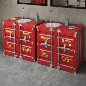 Lavabo a colonna in stile industriale con mobile integrato, lavandino commerciale per bagni industriali - Product Image 2
