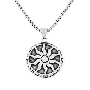 Collar con colgante de sol yunnique, acero inoxidable, diseño geométrico para hombre, joyería de moda, cadena de 60cm - Product Image 5