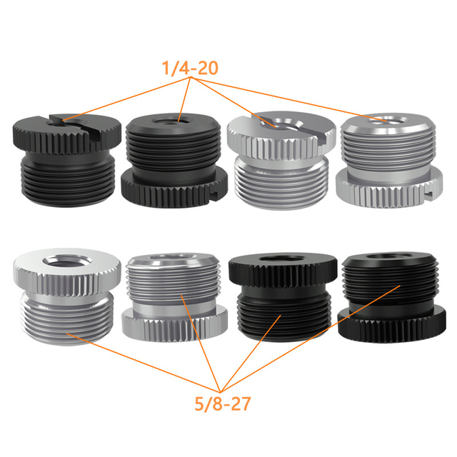 Mic Stand Adapter 1/4 Inch 3/8 Inch Female to 5/8 Inch Male Screw Thread Adapter for Camera Monitor Microphone Stand