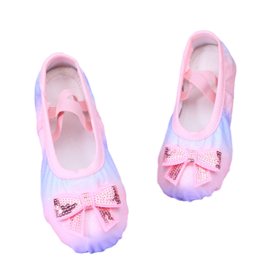 Chaussons de danse Baifa DX455 pour filles, avec dessus en paillettes arc-en-ciel et doublure en coton, pour spectacle de danse enfant, faible MOQ - Product Image 1