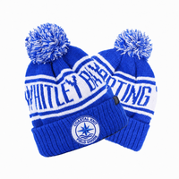 Bonnet d'hiver en acrylique personnalisé avec logo brodé, jacquard, pompon, bonnet à revers, bonnet en tricot décontracté pour adultes