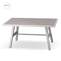 Ensemble de meubles de jardin en aluminium BHR, table et bancs pour 8 personnes, canapé blanc moderne, utilisation hôtel et parc