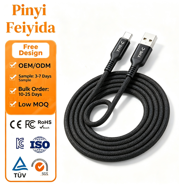 Nylon Braided  Fast Charging Cable PD 100W Type C to TypeC Charger Cord OEM Custom Logo for Phone Laptop Wholesale