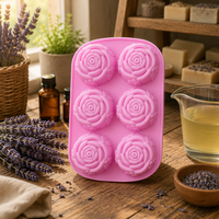 Großhandel 6-fach Rosenblüten-Seifenform aus Silikon für Hochzeitsgeschenke DIY Handgemachte Rosen-Seifenform für Muttertagsgeschenke