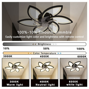 Ventilateur <span class=keywords><strong>de</strong></span> plafond moderne avec lumière, 6 vitesses, faible bruit, télécommande, LED, compatible AC 220V, design moderne, chambre, salle à manger - Product Image 5