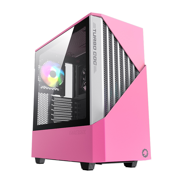 GAMEMAX MicroATX Mid-Tower Gaming Case Intel Gen12 CPU Compatible Tempered Glass Plastic Chassis Front Audio/USB Ports 7-Slot