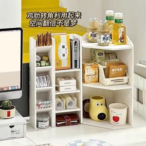 Multi Tiered Corner <b>Desktop</b> Shelf 3 Floors Standing Type Office <b>Organizer</b> <b>For</b> Books Personal Care Toys Storage Rack - Product Image 2