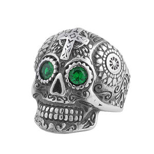 스테인리스 금속 바이커 성격 맞춤 해골 다이아몬드 반지 눈 - Product Image 3