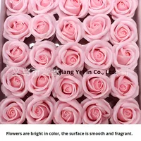 Bunga Sabun Mawar Realistis 4 Lapis Berpinggiran Melengkung, Alas Bunga Modern untuk Buket Grosir, Bahan Bunga Sabun Hari Valentine, Laris Manis