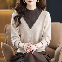 Großhandel Maßgeschneiderte Herbst-Winter-Damen-Strickpullover Weicher Wollmischung-Strickpullover Damen Einfacher Einfarbiger Pendler-Strickpullover