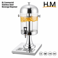 Distributeur de boissons 8L en acier inoxydable commercial avec compartiment à glace, 2,1 gallons, sans gouttelettes, pour buffet