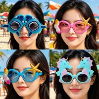 Lunettes de fête transfrontalières à thème animaux marins |   Modèle SEA001 en PC, formes amusantes de requin et d'étoile de mer, pour la plage d'été