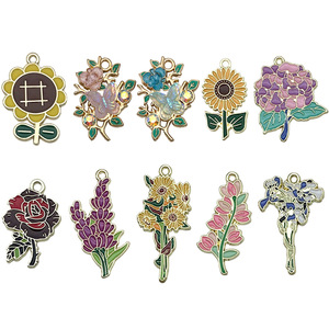 Colgante de flor de aleación con efecto de gota de aceite de colores, Rosa Girasol, Accesorios de joyería DIY, Fornituras de aleación de zinc de tamaño mediano - Product Image 5