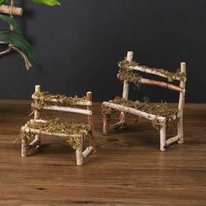 Mini chaise en bois de bouleau naturel, décoration de bureau, thème forêt, accessoire photo, ornement en bois créatif - Product Image 1