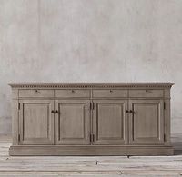 Armoire de salle à manger en bois massif de chêne et acier inoxydable, hauteur réglable, design moderne, style français vintage, 4 tiroirs, meubles pour la maison
