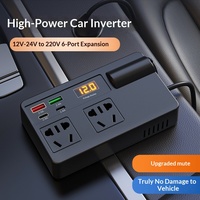 Convertisseur de courant multifonction 12V/24V 110V/220V pour voiture avec affichage numérique et charge rapide QC3.0, mini allume-cigare pour