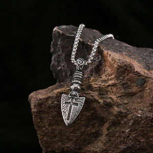 Gioielli vyking alla moda collana pendente a punta di lancia in acciaio inossidabile Heritage nordico mitologia norrena guerriero spirito collezione - Product Image 3