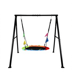 Outdoor <b>Kids</b> Swing <b>Set</b> Metal Frame Adjustable Ropes Single Seat with Lighting for Backyard <b>Garden</b> Home - Product Image 3