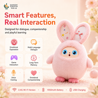 Peluche Lapin IA avec Coton PP, Capteur Tactile à Vibration, Fonction de Clonage Vocal, Mémoire Longue Durée, Plus de 50 Langues, Yeux LED, WiFi