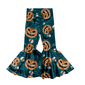 HotYulan Selling Kids Baby Boutique Halloween Print Bell Bottoms bambini ragazze morbido tessuto di <span class=keywords><strong>velluto</strong></span> caldo grandi <span class=keywords><strong>pantaloni</strong></span> svasati - Product Image 4