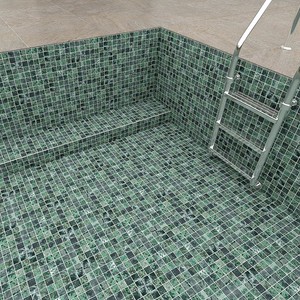 Grande mosaico di marmo di ceramica verde di mattonelle di Design moderno per il <span class=keywords><strong>giardino</strong></span> della foresta piscina bagno di pietra naturale sfondo per il paesaggio - Product Image 4