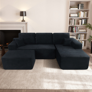 105.7" Cloud Sectional <b>Sofa</b> Set U-Shaped Modular Design Modern Fabric Upholstery for Apartment & Hotel Living/Bedroom Use - Product Image 1