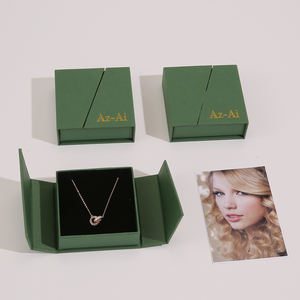 New Rectangle Square Double Open Door <b>Jewelry</b> <b>Packaging</b> Display Cardboard <b>Jewelry</b> Box Wholesale Custom Logo Ring Gift Box - Product Image 3