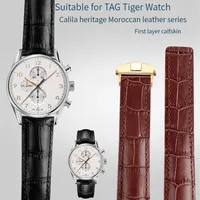 Bracelet de montre en cuir de luxe Calera 19mm 20mm 22mm avec fermoir déployant, accessoires en cuir de crocodile bleu, marron, noir