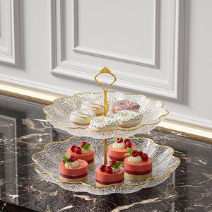 Großhandel Umweltfreundlicher 2-Schichtiger Luxus-Teller mit Goldrand aus PET-Klarsichtplastik für Zuhause, Restaurant, Hochzeit, Party, Dessert, Obst und Snacks - Product Image 5