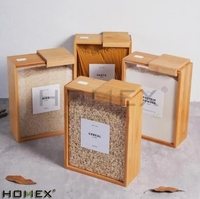 Boîte de tri des aliments secs en bambou transparente multifonctionnelle Distributeur de céréales pour la cuisine Farine Maison