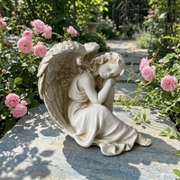 Figurine d'artisanat en résine d'ange gardien personnalisée style artificiel avec ailes pour cadeau de décoration de jardin et de maison