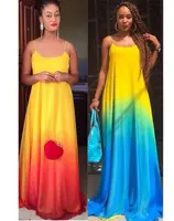 Großhandel Sommer Sling Mode sexy langen Rock Farbverlauf Farbe Kleid weiblich