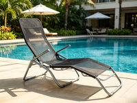 Chaise longue de plage pliable en métal, design personnalisé, écologique, durable, imperméable, portable, pour parc