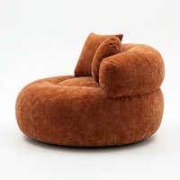 Fauteuil individuel rond de luxe sur mesure en velours côtelé caramel, fauteuil paresseux moderne et minimaliste pour salon