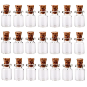 Pequeños frascos de vidrio transparente de 1mL con tapones de corcho Mini viales de vidrio para collar, pulsera, colgante, joyería empaquetada en cajas de cartón - Product Image 5