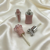 Nouveau tube de rouge à lèvres personnalisable avec pinceau, emballage de blush liquide, design floral transparent rose, tube de gloss à lèvres