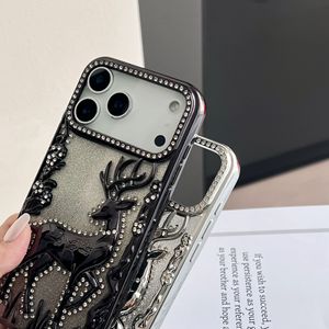 Coque de téléphone tendance en carton pailleté motif renne de Noël pour iPhone 16 Plus 17 Air Pro Max, antichoc, protection arrière - Product Image 3