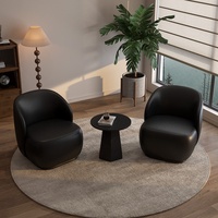 Luxuriöser PU-Leder Empfangs-Einzelsessel für Wohnmöbel Umweltfreundlich Wasserdicht Schwarzes Retro-Design Schönheitssalon