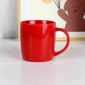 Vente en gros de 12oz de tasse à thé en porcelaine noire pour bureau à domicile avec <span class=keywords><strong>logo</strong></span> personnalisé tasse à café en céramique rouge émaillée imprimée pour cadeau promotionnel - Product Image 3