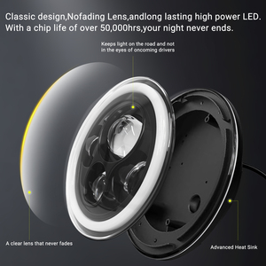 Podofo - Faro LED de 7'' para Motocicleta, Luces Antiniebla de 4.5'', Kit DOT para <span class=keywords><strong>Electra</strong></span> <span class=keywords><strong>Glide</strong></span>, Road King, Street <span class=keywords><strong>Glide</strong></span>, Ultra Classic, OEM - Product Image 2