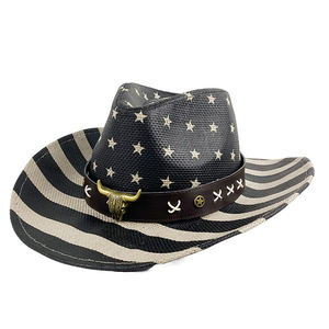 Vente en gros de <span class=keywords><strong>chapeau</strong></span> de drapeau américain vintage <span class=keywords><strong>chapeau</strong></span> de cowboy en <span class=keywords><strong>paille</strong></span> pour les fêtes - Product Image 4