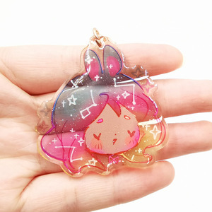 Custom Cartoon Epoxy Glitter Translucent Non-Clear Edge Anime Charm Keychain
