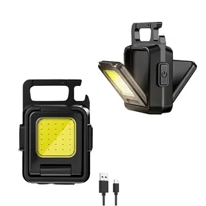 Mini LED Taschenlampe Schlüssel bund Licht Doppel COB Lichter USB Wiederauf ladbare Arbeits scheinwerfer Angel laterne mit Magnet Eingebaute Batterie