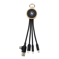 Câble de données 3-en-1 en bambou écologique, charge rapide de téléphone, câble USB-C, nouveau câble électronique en nylon tressé de type C avec porte-clés