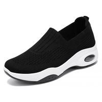 Chaussures d'été respirantes en tricot pour femmes, mocassins à coussin d'air, antidérapants, confortables pour la marche quotidienne des personnes âgées