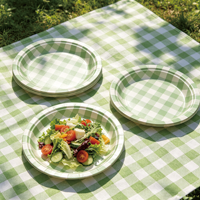 Assiettes en papier à carreaux verts de 7 pouces, jetables, pour fêtes, pique-niques, barbecues, buffets, traiteurs, fournitures directes