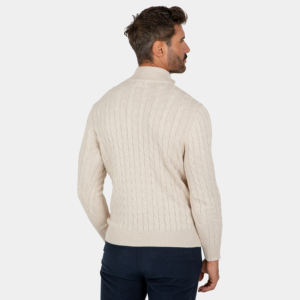 Cardigan da Uomo in <span class=keywords><strong>Cotone</strong></span> Mélange 100% Bianco, Lavorazione a <span class=keywords><strong>Maglia</strong></span> 7GG, con Cerniera, per Autunno e Inverno - Product Image 3